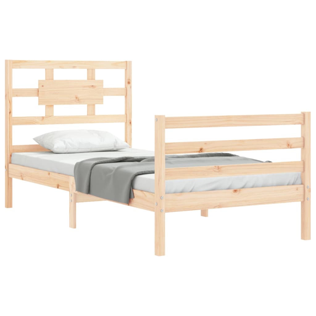 Solid wood bed frame without mattress