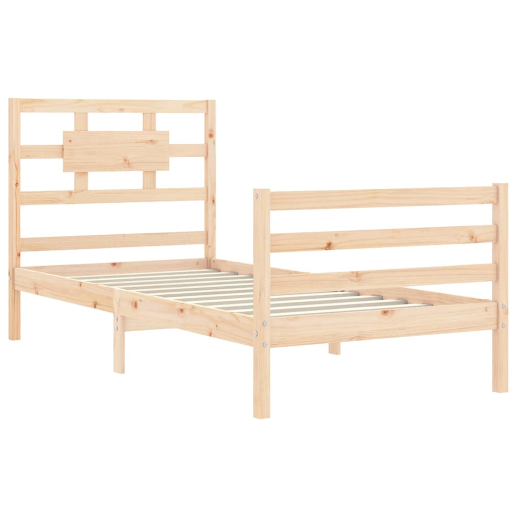 Solid wood bed frame without mattress