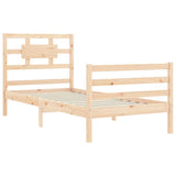 Solid wood bed frame without mattress