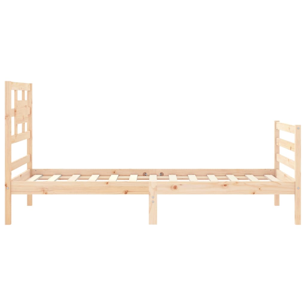 Solid wood bed frame without mattress