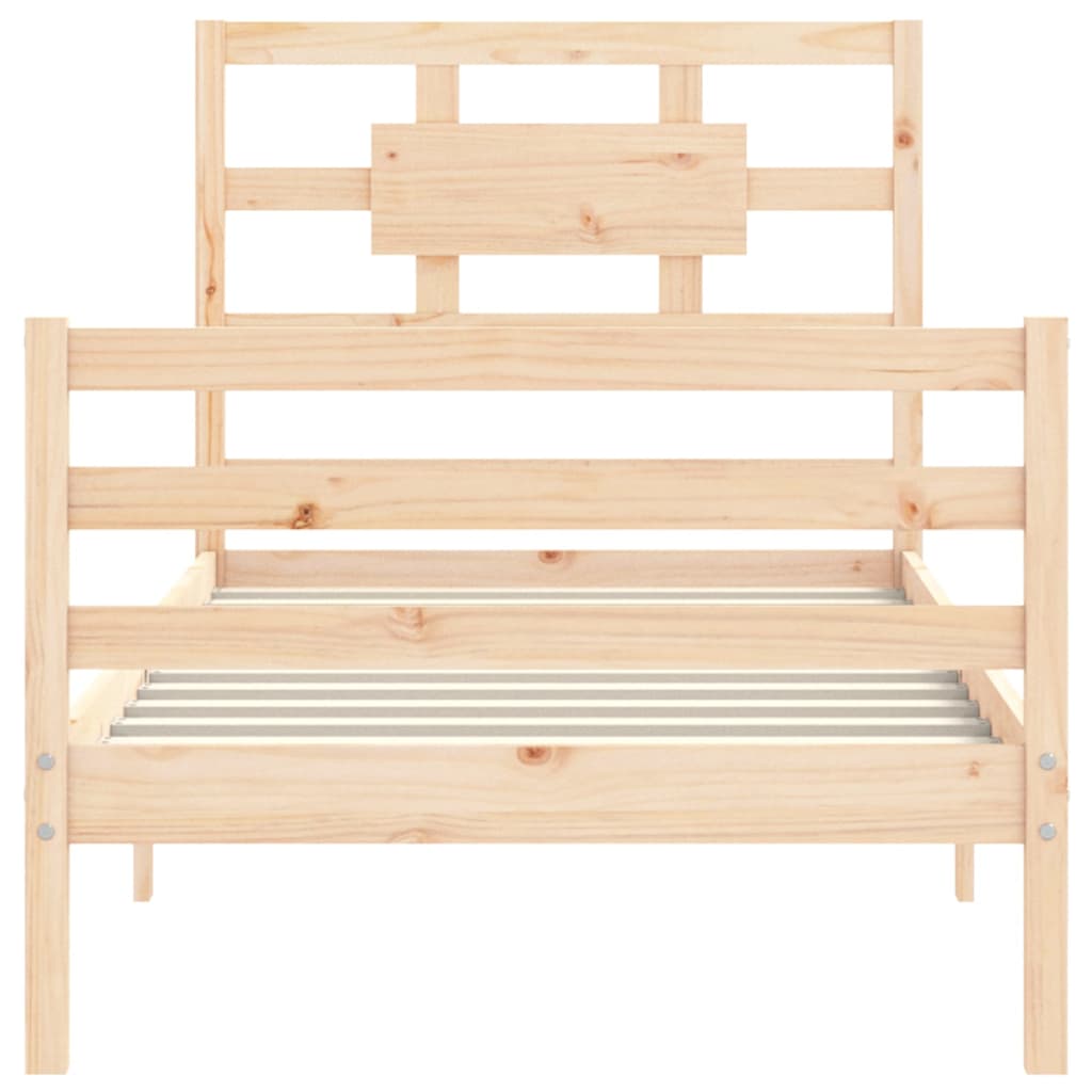 Solid wood bed frame without mattress