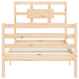 Solid wood bed frame without mattress