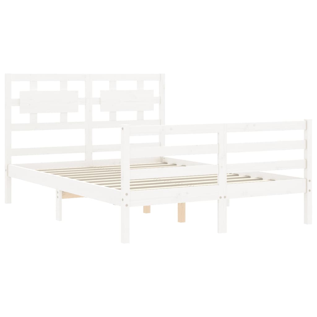 Cadre de lit sans matelas blanc 140x190 cm bois massif