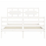 Cadre de lit sans matelas blanc 140x190 cm bois massif