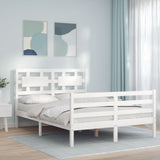 Cadre de lit sans matelas blanc 140x190 cm bois massif