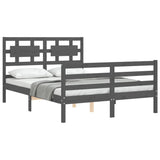 Cadre de lit sans matelas gris 140x190 cm bois massif