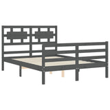 Cadre de lit sans matelas gris 140x190 cm bois massif