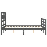 Cadre de lit sans matelas gris 140x190 cm bois massif