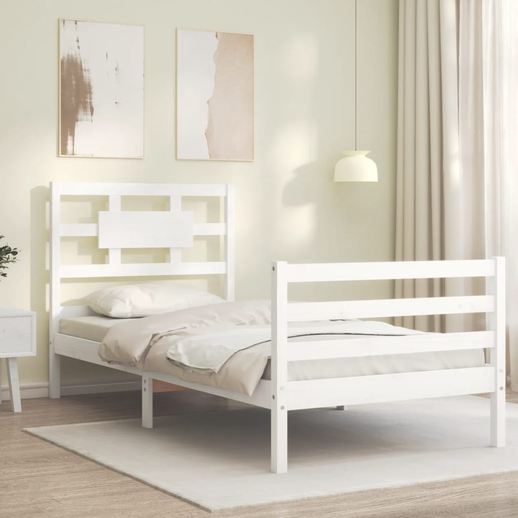 Cadre de lit sans matelas blanc 90x200 cm bois massif