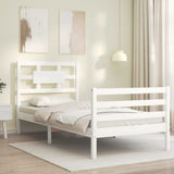 Cadre de lit sans matelas blanc 90x200 cm bois massif