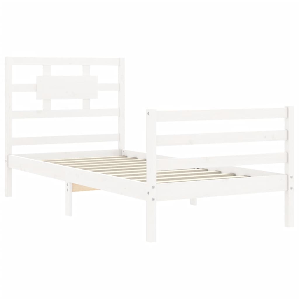 Cadre de lit sans matelas blanc 90x200 cm bois massif