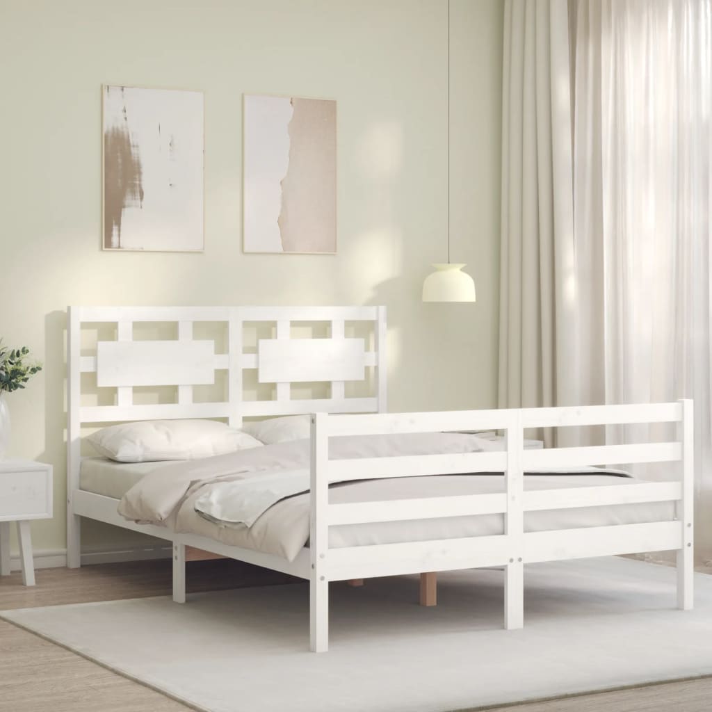 Cadre de lit sans matelas blanc 120x200 cm bois massif