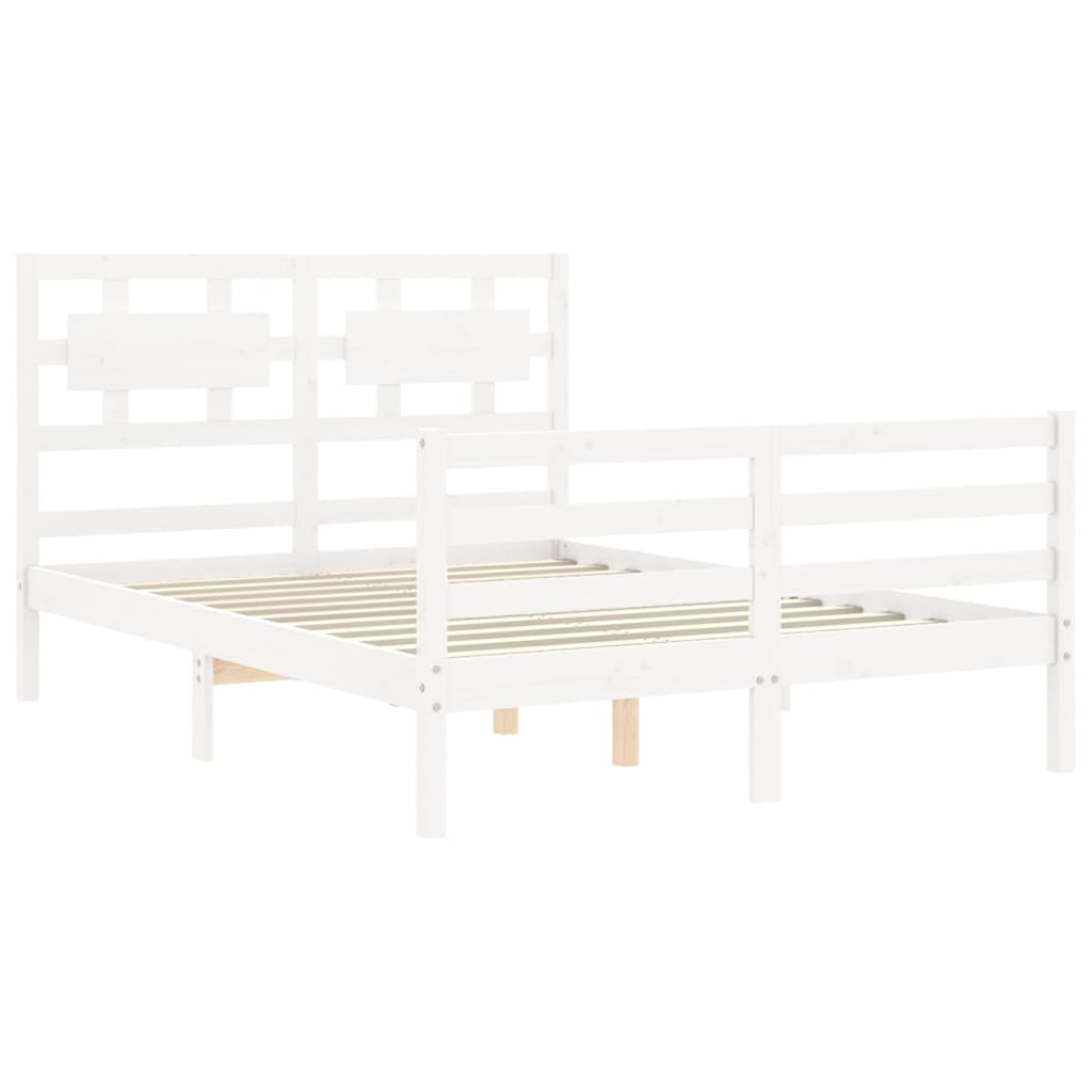 Cadre de lit sans matelas blanc 140x200 cm bois massif