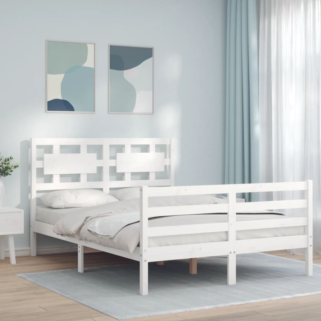 Cadre de lit sans matelas blanc 140x200 cm bois massif