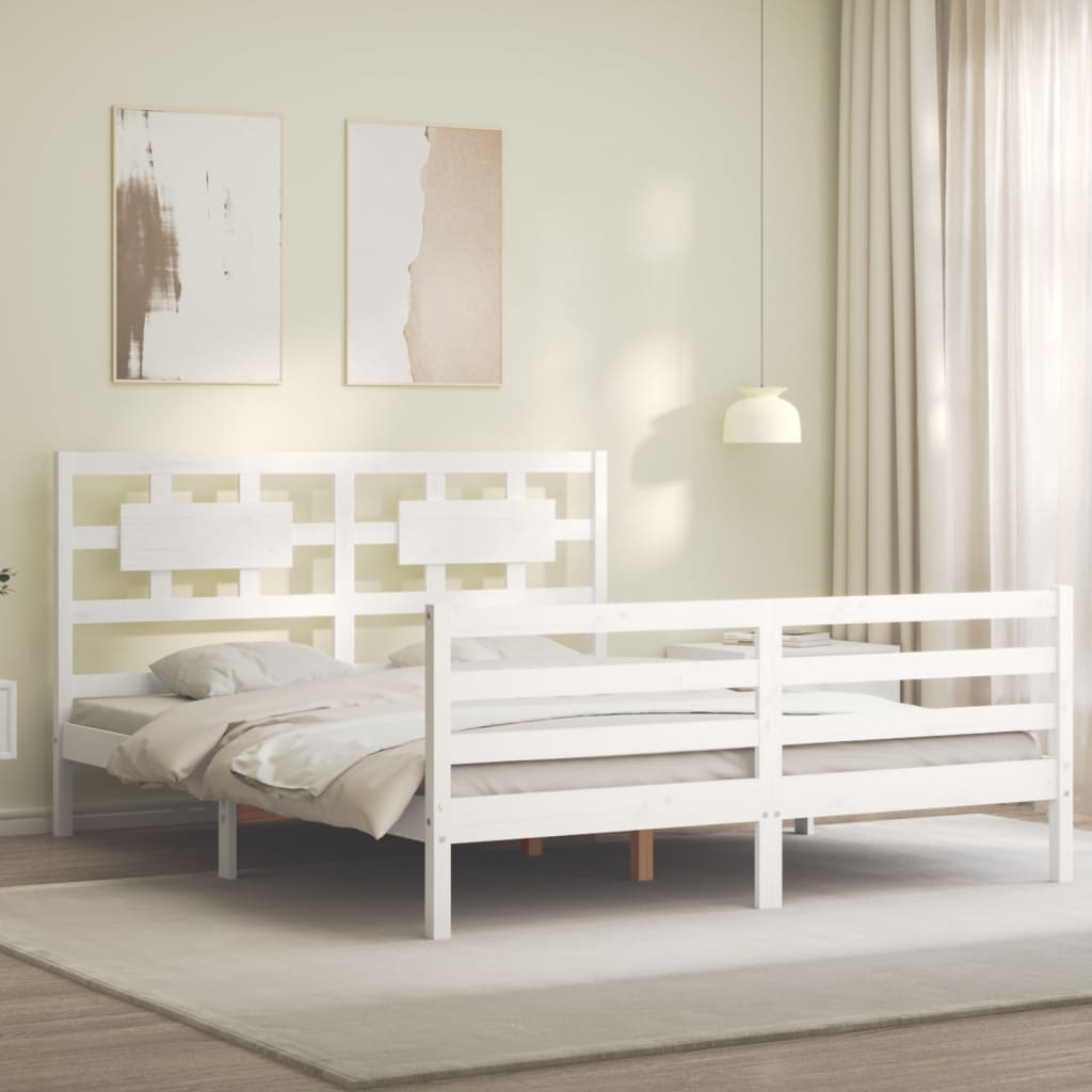 Bed frame without mattress white 160x200 cm solid wood