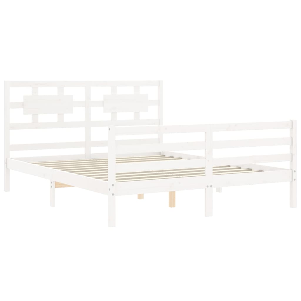 Bed frame without mattress white 160x200 cm solid wood