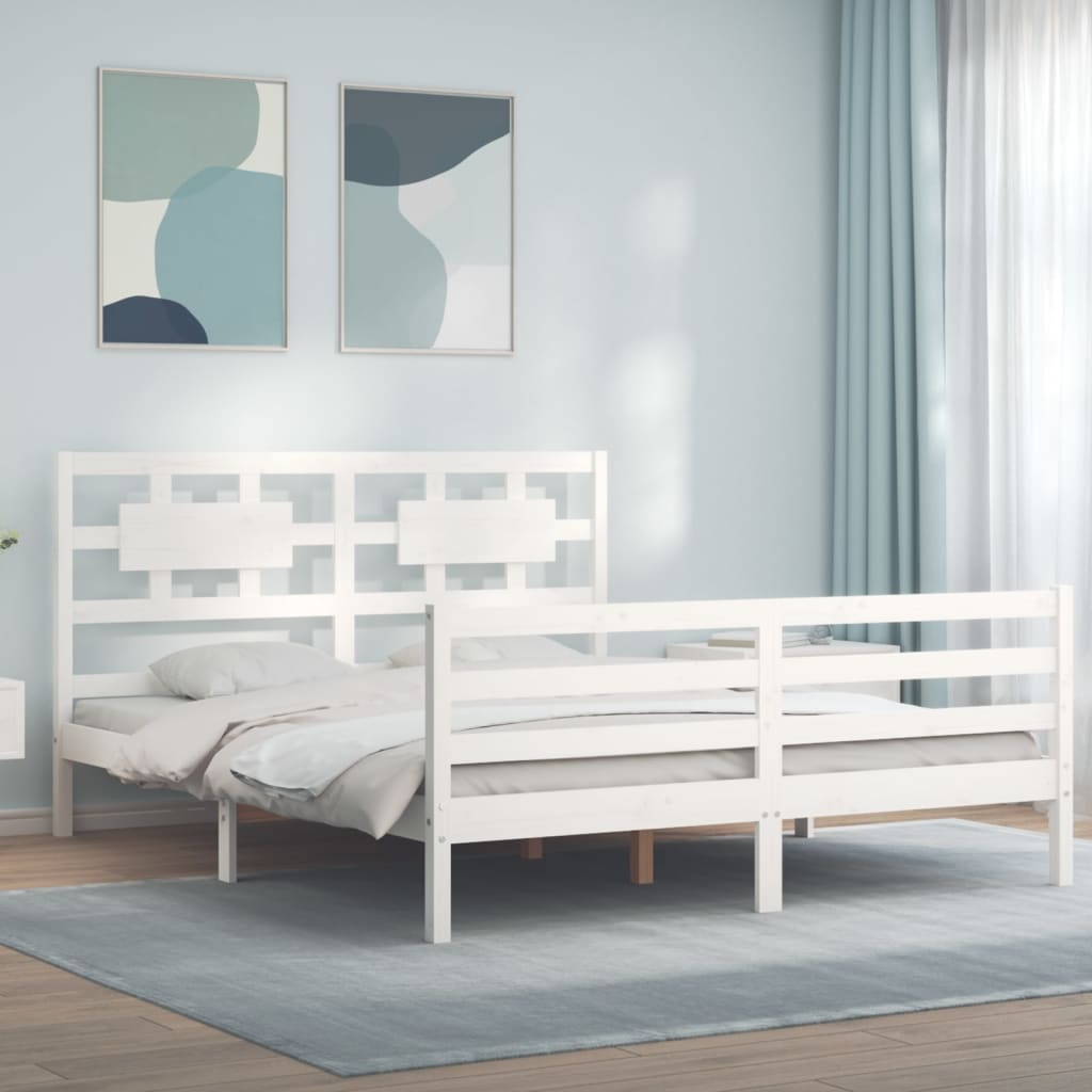 Bed frame without mattress white 160x200 cm solid wood