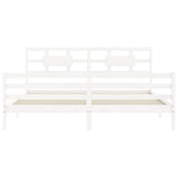 White solid wood bed frame without mattress