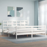 White solid wood bed frame without mattress