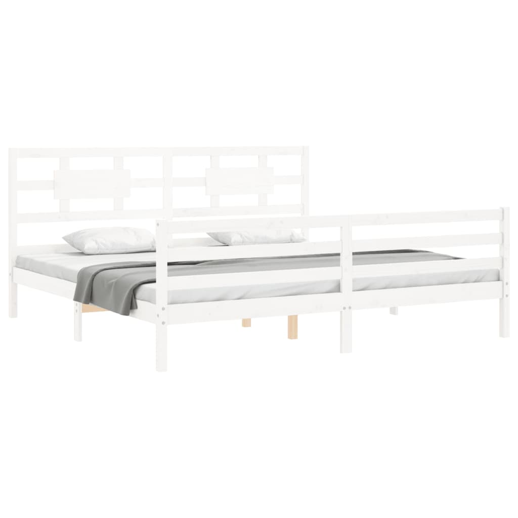 Cadre de lit sans matelas blanc 200x200 cm bois massif