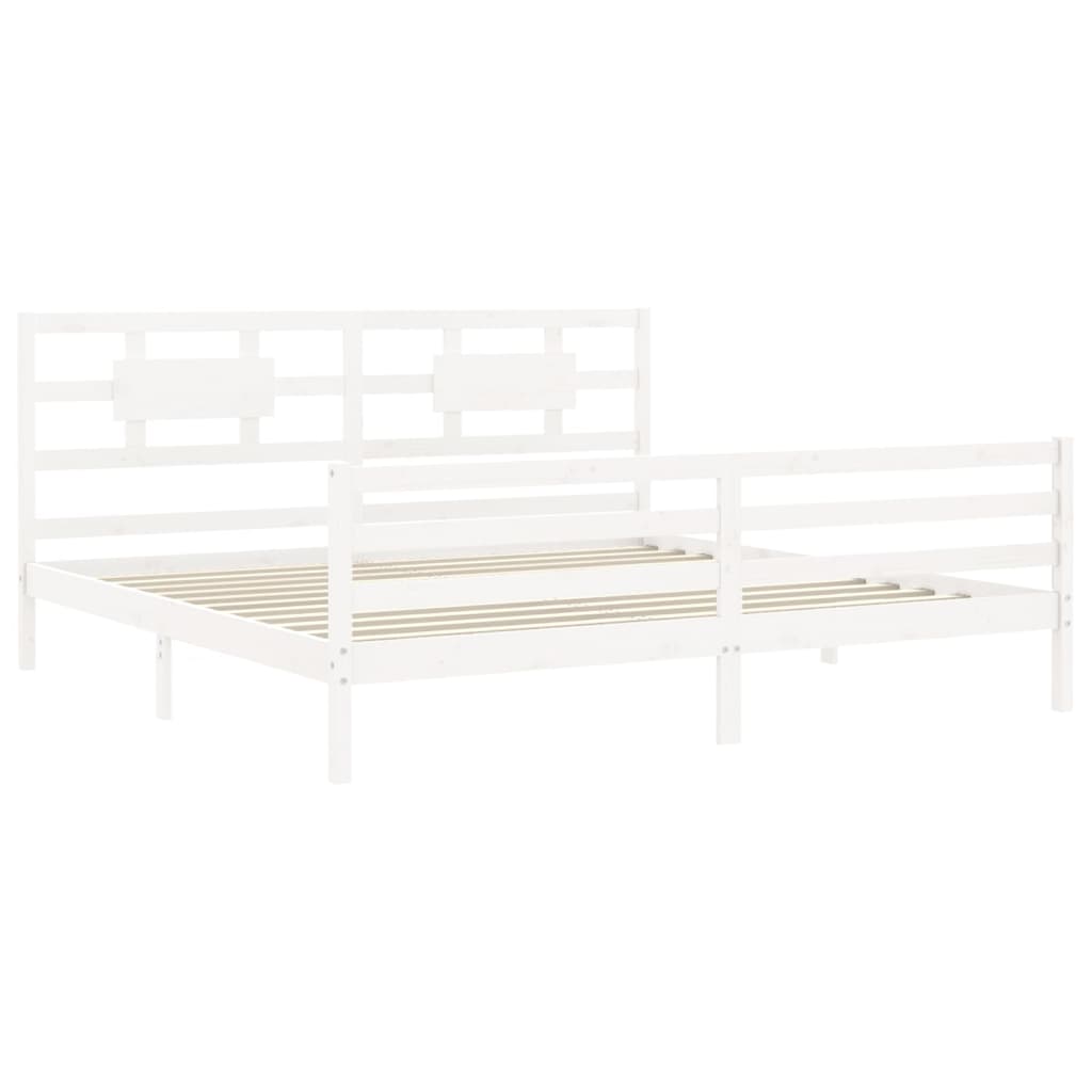 Cadre de lit sans matelas blanc 200x200 cm bois massif