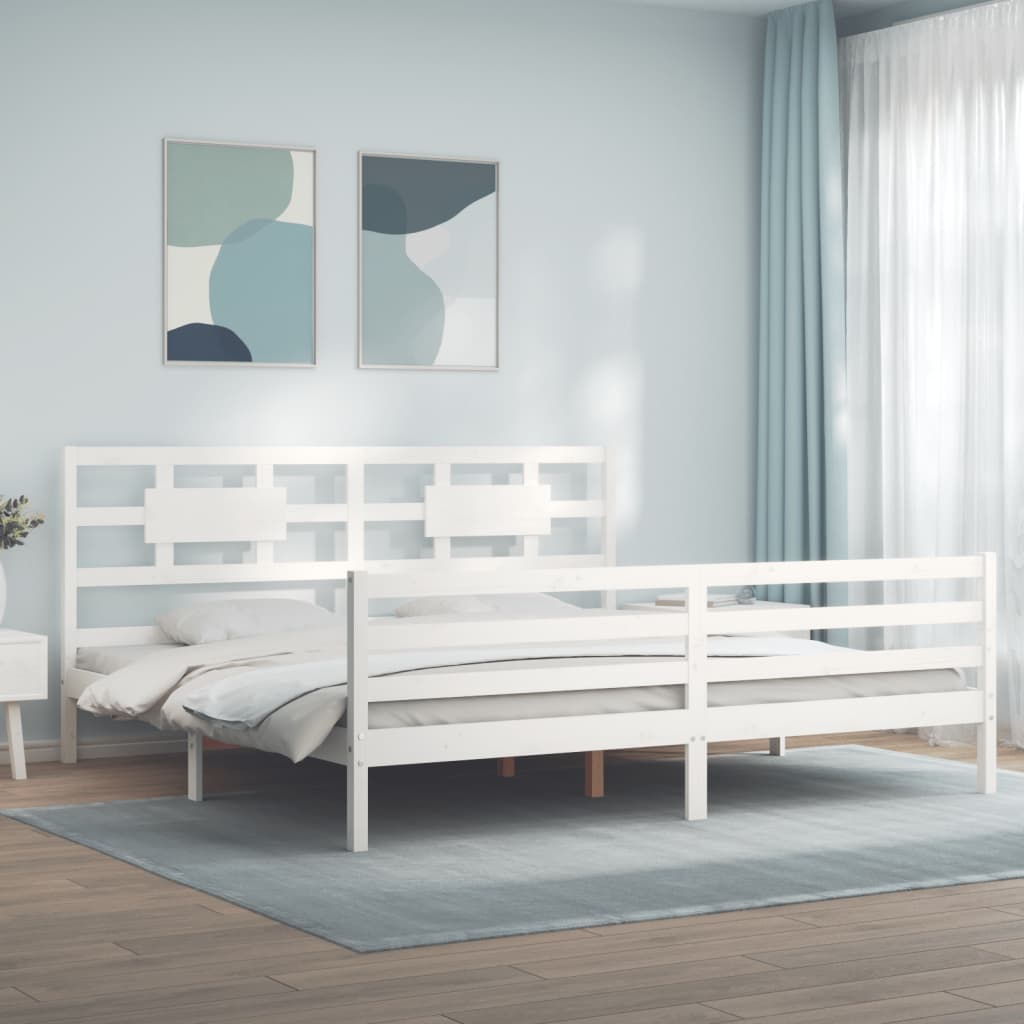 Cadre de lit sans matelas blanc 200x200 cm bois massif