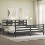 Cadre de lit sans matelas gris 200x200 cm bois massif