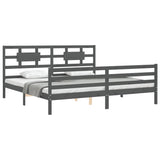 Cadre de lit sans matelas gris 200x200 cm bois massif