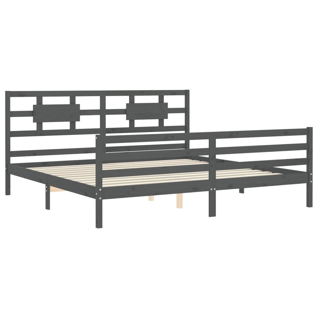 Cadre de lit sans matelas gris 200x200 cm bois massif