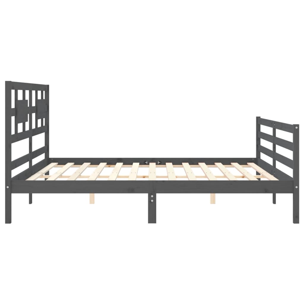 Cadre de lit sans matelas gris 200x200 cm bois massif