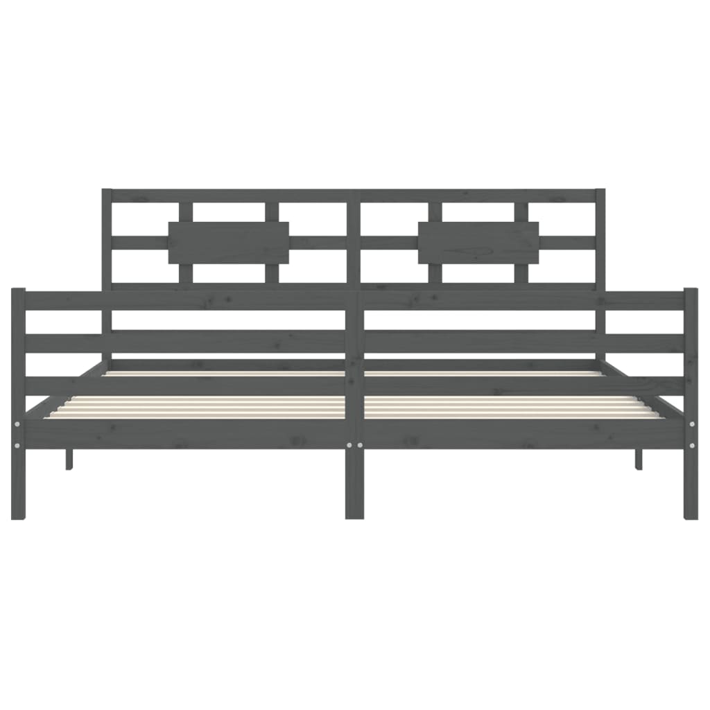 Cadre de lit sans matelas gris 200x200 cm bois massif