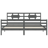 Cadre de lit sans matelas gris 200x200 cm bois massif