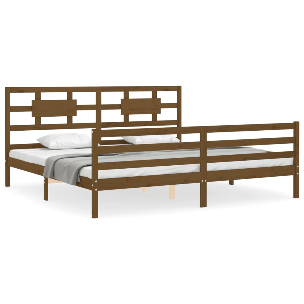 Cadre de lit sans matelas marron miel 200x200 cm bois massif