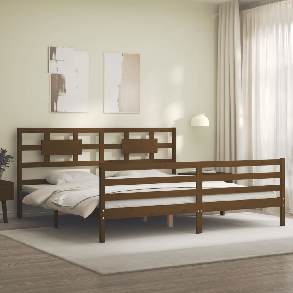 Cadre de lit sans matelas marron miel 200x200 cm bois massif