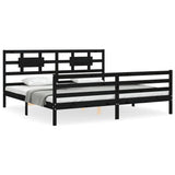 Cadre de lit sans matelas noir 200x200 cm bois massif