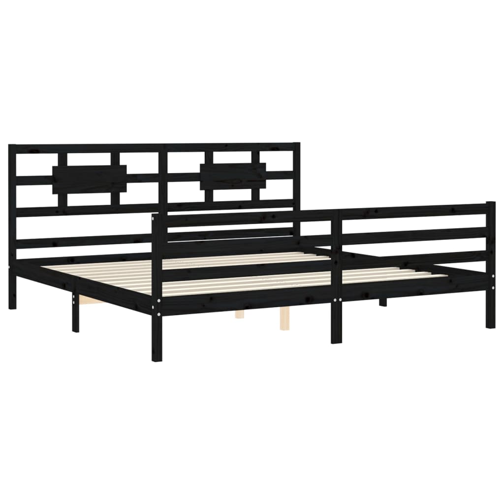 Cadre de lit sans matelas noir 200x200 cm bois massif