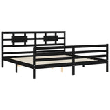 Cadre de lit sans matelas noir 200x200 cm bois massif