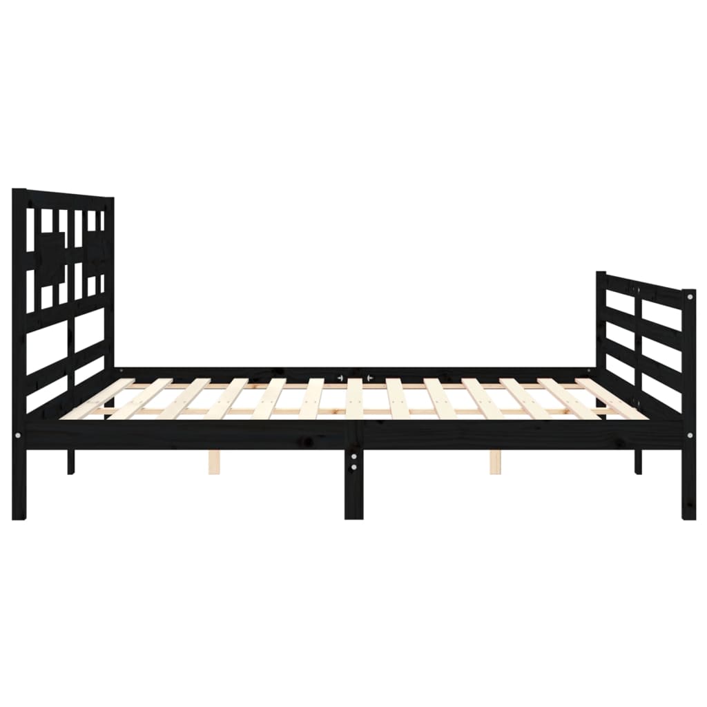 Cadre de lit sans matelas noir 200x200 cm bois massif