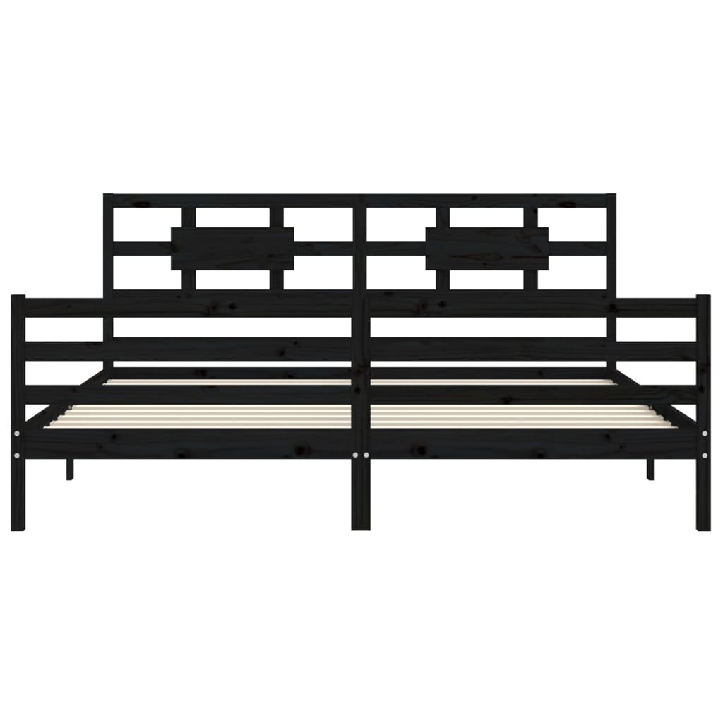 Cadre de lit sans matelas noir 200x200 cm bois massif