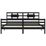 Cadre de lit sans matelas noir 200x200 cm bois massif