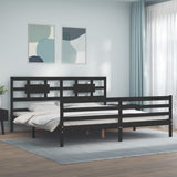 Cadre de lit sans matelas noir 200x200 cm bois massif