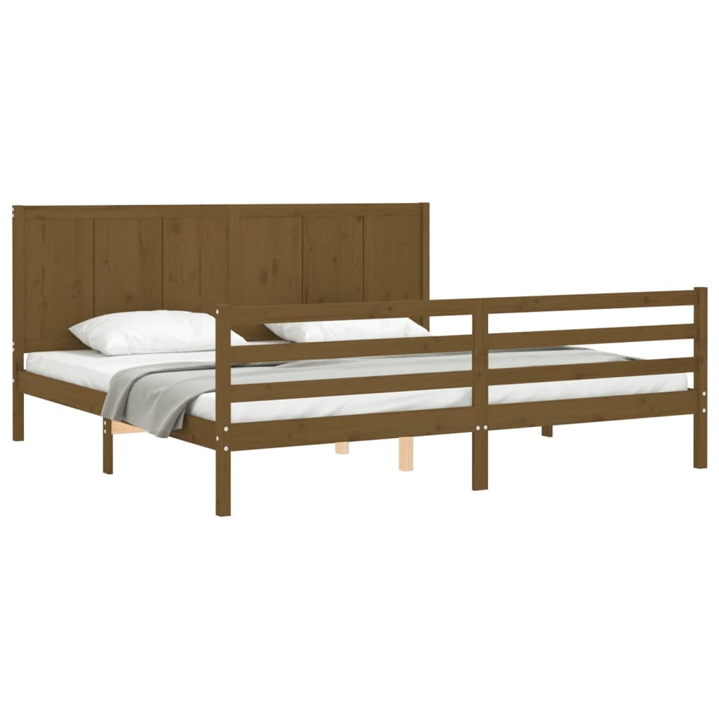 Cadre de lit sans matelas marron miel 200x200 cm bois massif