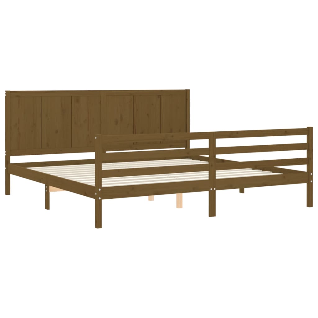 Cadre de lit sans matelas marron miel 200x200 cm bois massif