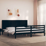 Cadre de lit sans matelas noir 200x200 cm bois massif