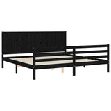 Cadre de lit sans matelas noir 200x200 cm bois massif