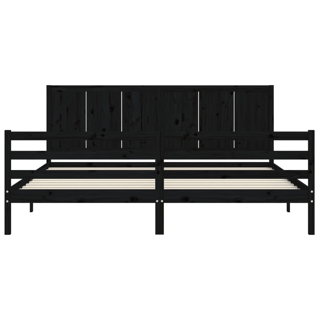 Cadre de lit sans matelas noir 200x200 cm bois massif