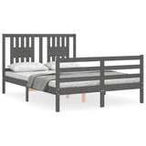 Cadre de lit sans matelas gris bois massif