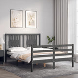 Cadre de lit sans matelas gris bois massif