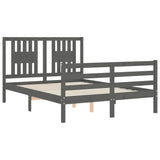 Cadre de lit sans matelas gris bois massif