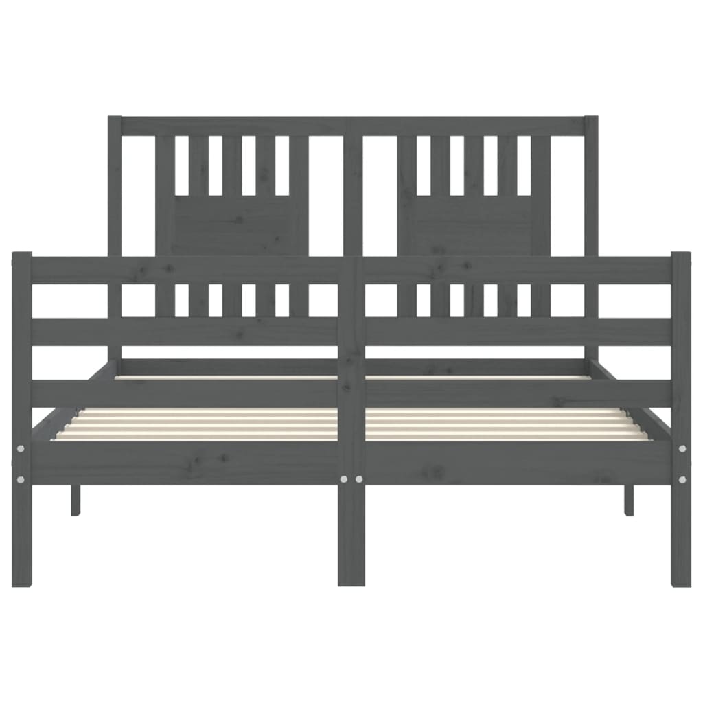 Cadre de lit sans matelas gris bois massif